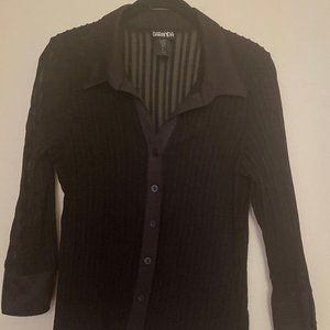 Vintage Baranda Top 3/4 Sleeve Black Size Small